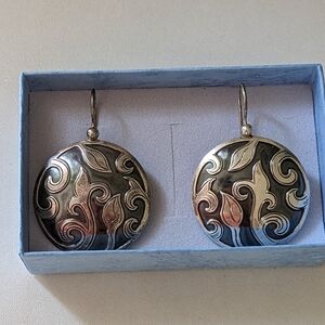 Vintage 925 Sterling Silver Nepal Swirl Earrings Artisan Hook Style 9.29 Grams